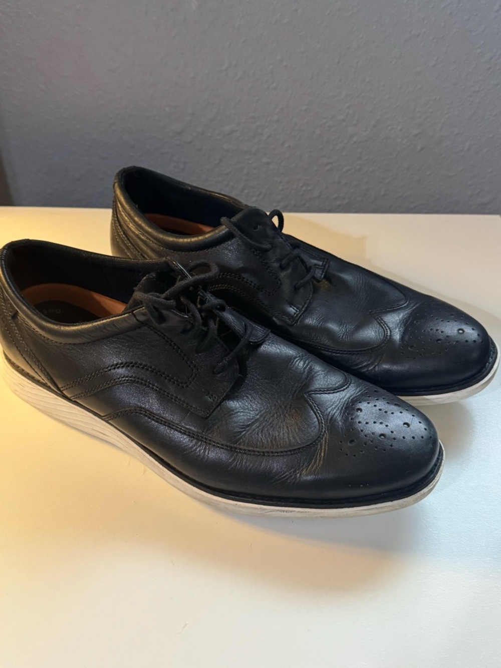 Rockport Men's Total Motion Black Leather Lace-Up Casual Oxfords